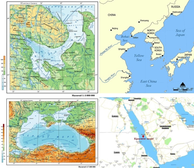 Впадает в белое море 5. Цветные моря России. Цветные моря на карте. Течения жёлтого моря. Цветные моря на карте мира.