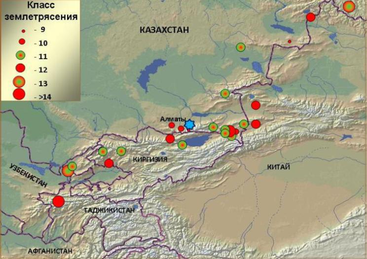 Карта землетрясений казахстан